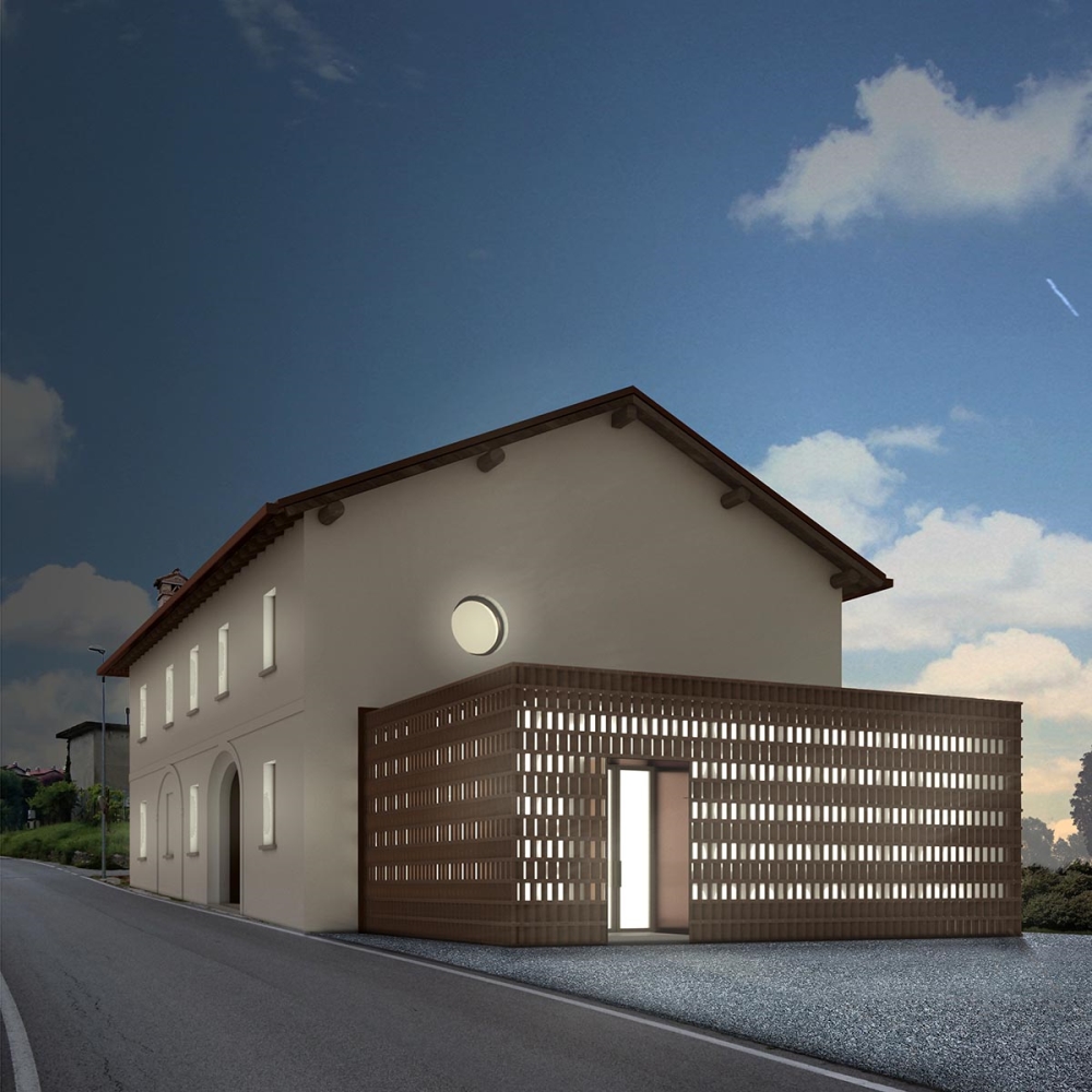 Flaviano Capriotti - RENDER FACCIATA INGRESSO_VOLUME BASSO_1